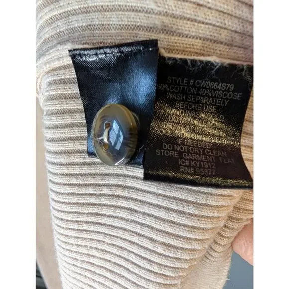 Sanctuary Ribbed Maxi Cardigan Duster Button Front Oatmeal Cream Medium - Picture 8 of 10